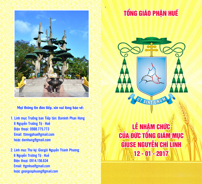 Thiệp mời Lễ Nhậm Chức của Đức TGM Giuse Nguyễn Chí Linh