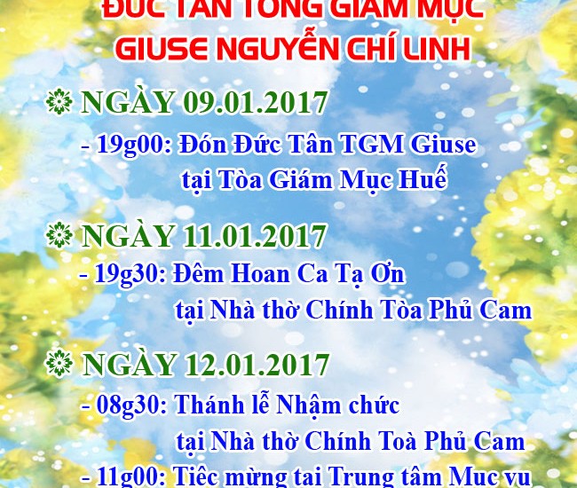 Chương trình Lễ Nhậm Chức của Đức Tân TGM Giuse Nguyễn Chí Linh