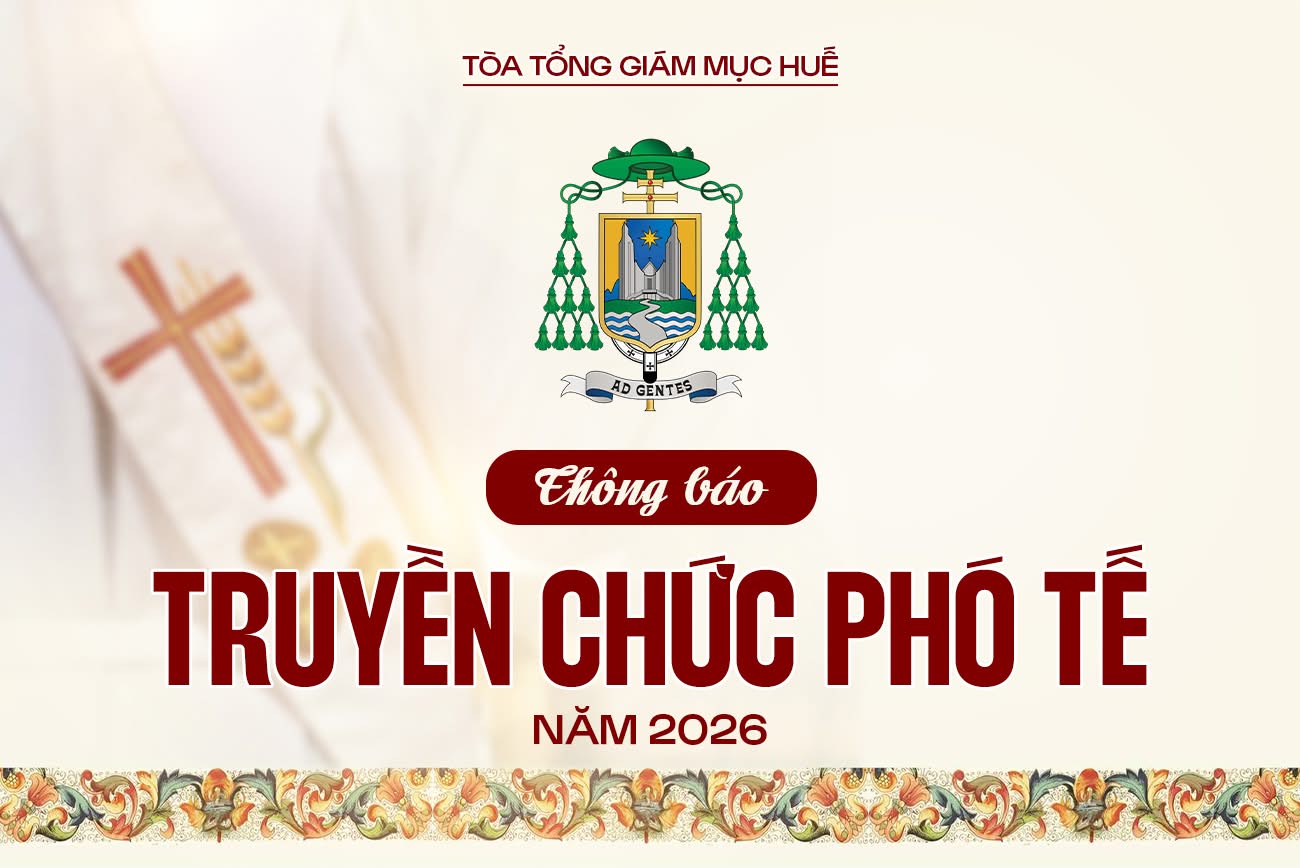 Thông báo Truyền chức Phó tế Tổng Giáo phận Huế năm 2026