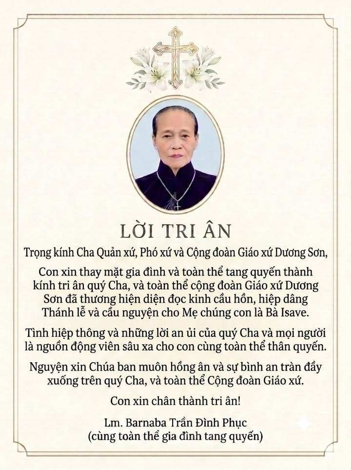 LỜI TRI ÂN
